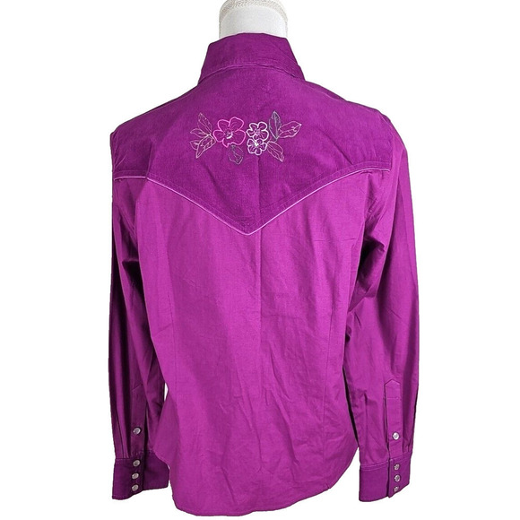 i.e Relaxed Vintage Purple Cowgirl Shirt Cottagecore Floral Crochet Western 12. - Picture 8 of 9